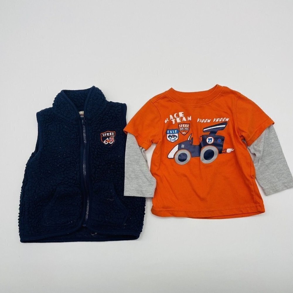 Kids Headquarters Baby Boys 12M Sherpa Vest & Long Sleeve Tee Matching Set 1918